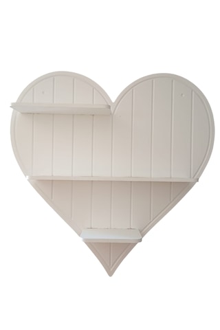 Ahşap Boyalı Mdf Dekoratif Kalp Duvar Rafı - Terek