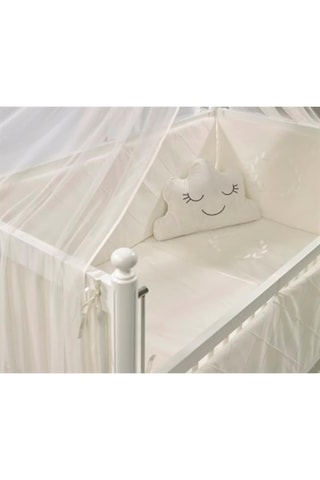 Meltem Kids Motto Ekru Nakışlı Pamuklu Bebek Uyku Seti 60 x 120 CM Ekru