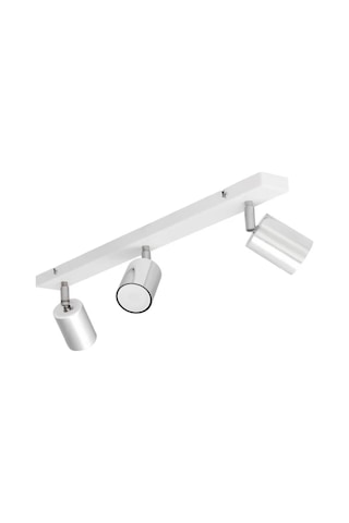 Mylights Gu10 3lü Üçlü Beyaz Gövde Krom Başlıklı Hareketli Tasarruflu Led Tavan Spot Avize Krom - Beyaz