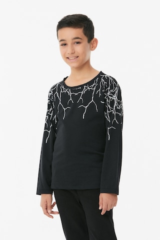 Fullamoda Baskılı Bisiklet Yaka Unisex Çocuk Body- Siyah 24MCCK890197723-Siyah