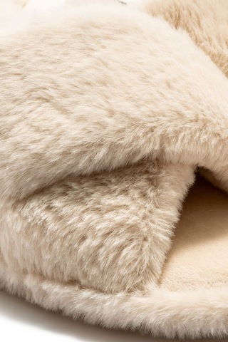 Twigy Çapraz Peluş Kadın Ev Terliği Bej 36/41 CC0188 Bej