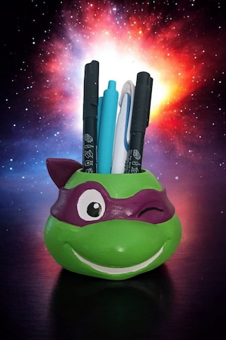 Ninja Kaplumbağa Şeklindeki Kalemlik Farklı Karakter 7x10 Cm Mor