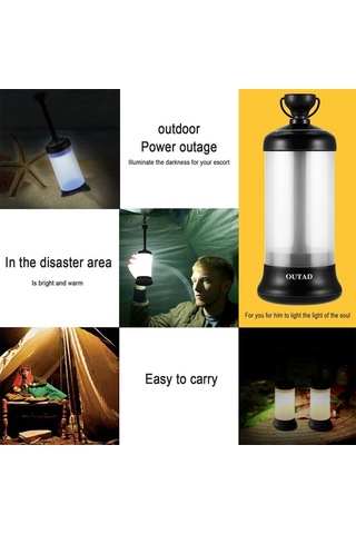 Outad Taşınabilir Şarj Edilebilir Manyetik Dış Mekan Led Araca Monte Seyahat Işığı Siyah