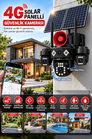 Harvox Hx-sc005 4k Panelli Güneş Enerjili 4g Sım Kart Destekli Kablosuz Güvenlik Kamerası