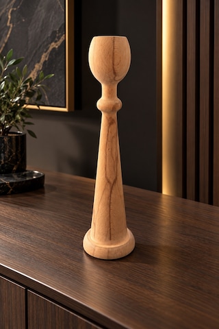 Ham Ahşap Mumluk 35 Cm Boyanabilir Dekoratif Ahşap Mumluk Belirtilmemiş