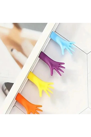 El Tasarımlı Kitap Ayracı 4'lü Set - Renkli Ve Esnek Eğlenceli Sayfa Ayracı