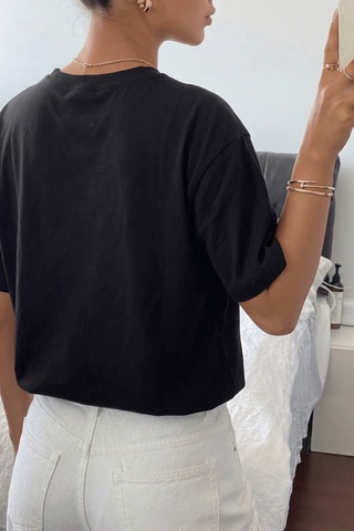 Genıus Store Kadın Tişört Gri Bisiklet Yaka Basic Tişört %100 Pamuk Rahat Kalıp T-shirt Basıc-kadın Siyah