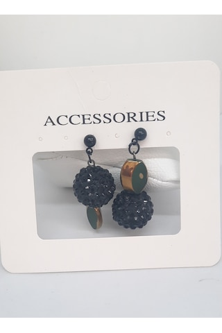 Siyah Yeşil Özel Kesim Bayan Küpe Yeşil - Siyah