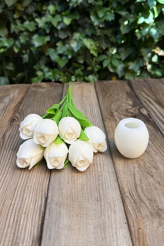 Lale 3d Silikon Mum Kalıbı Beyaz