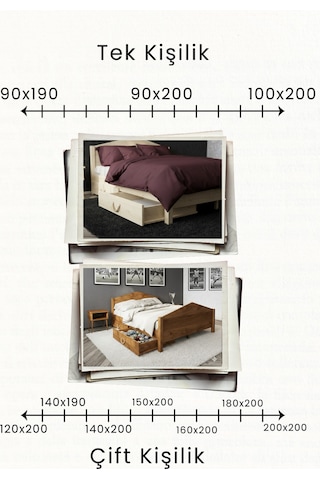 Renazzo Mi Lano Piramit 2 Çekmeceli Masif Ahşap Karyola Vernik 200x200 Vernik - 200 X 200