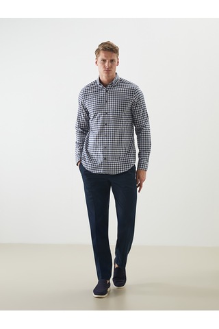Lcwaıkıkı Classic Lacivert Regular Fit Uzun Kollu Ekose Oxford Erkek Gömlek