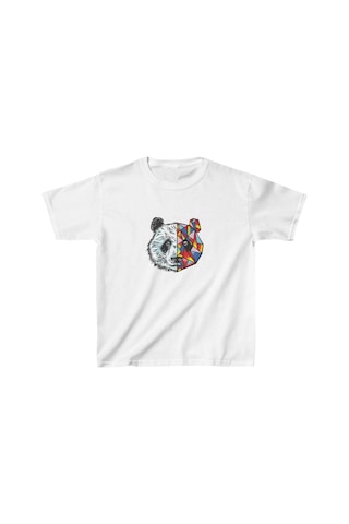 Barlashive Unisex Çocuk Baskılı T-shirt - Beyaz Çok Renkli