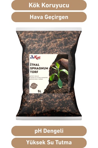 Bykurt 5l Premium Bitki Toprağı İthal Sphagnum Ts1 Torf Sinek Böcek Yapmaz Toprak 5 Litre