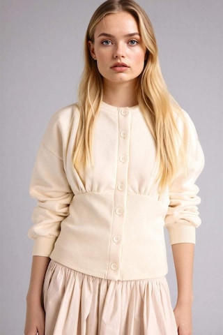 Defacto Fıtted Bisiklet Yaka Kalın Sweatshirt Kumaşı Hırka G9747ax26spbg286 Bej-bg286