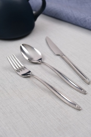 Lugga Sare Yemek Çatal Kaşık Bıçak Takımı 6 Kişilik 18 Parça Gümüş