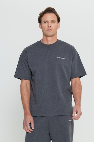 Erkek Antrasıt Pamuklu Comfort Fit Rahat Kesim Baskılı Beli Bağlamalı Yan Cep Eşofman Takımı Antrasit