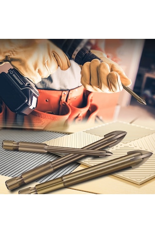 Kangvka Çelik Karbür Çok Amaçlı Matkap Ucu Seti, Cam, Seramik, Tuğla, Ahşap Delme İçin 6 Adet 5+6+6+8+10+12 Mm