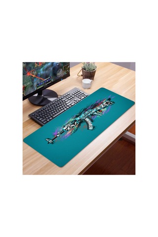 70x30 Cm Mavi Ak-47 Kauçuk Taban 3mm Oyuncu Gaming Mouse Pad