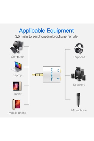 Vention 3.5Mm Aux Kulaklık Mikrafon Çoklayıcı 4 Boğum