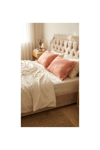 4 Katlı Müslin Naturel %100 Pamuklu 2 Adet Yastık Kılıfı 50x70cm Somon - 870006769 Somon