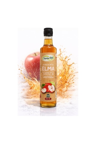 %100 Organik Elma Sirkesi 500 Ml - Doğal Fermente, Filtresiz, Sirke Anası İçeren Cam Şişe