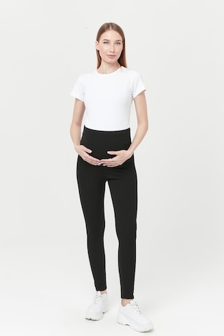 Luvmabelly Myra8068 Toparlayıcı Fitilli Termal İçi Şardonlu Sıcak Tutan Beli Ayarlanabilir Hamile Tayt -siyah-siyah