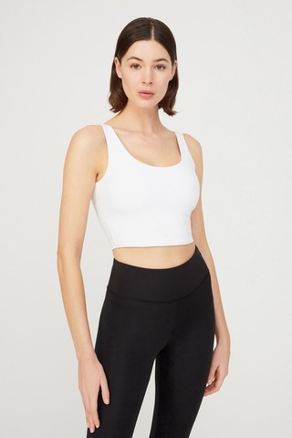 Los Ojos Beyaz Hafif Destekli Sırt Detaylı Kaplı Crop Top Büstiyer Cropped Beyaz Beyaz