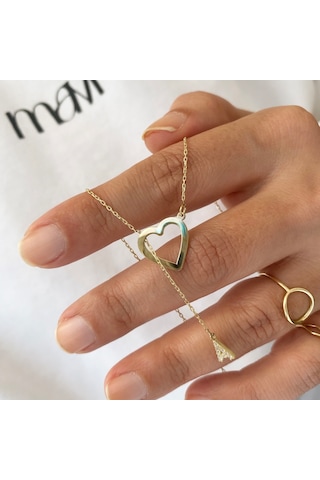 Gümüş Harfli Ve Kalpli Kolye