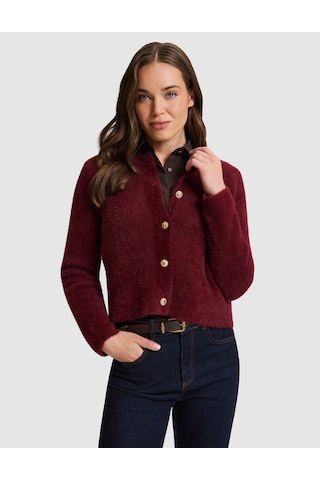 Pierre Cardin Bordo Crop Top Triko Hırka 50331252 Vr014