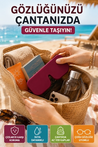 Vişne Katlanabilir Silikon Gözlük Kılıfı Suya Dayanıklı Esnek Koruyucu Güneş Ve Numaralı Gözlük Kılıfı