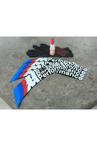 M Performance Motorsiklet Ve Otomobil Araç Lastik Yazısı 2.5 Cm 8 Adet Yapıştırıcı Arma Sticker