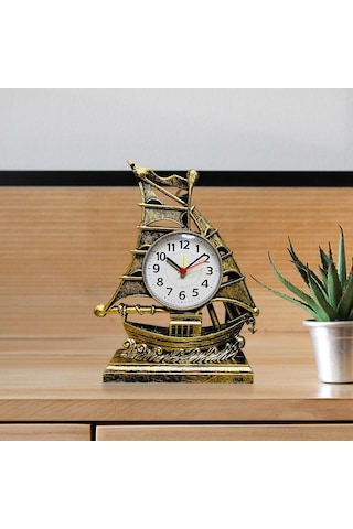 Suntek Masa Saati Dekorasyon Pille Çalışan Çalar Saat Bronz