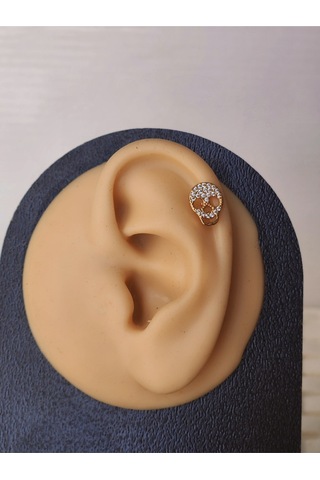 Kuru Kafa İskelet Skull Modeltragus Helix Piercing Ear Cuff Kıkırdak Çelik Küpe Gold