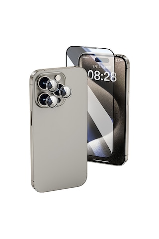 Apple Uyumlu   iPhone 16 Wiwu Wi-ıp002 2in1 Temperli Cam Ahize Toz Önleyici Ekran Ve Kamera Lens Koruyucu Seti