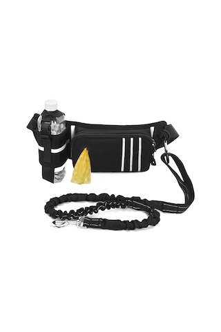 Geeksen Eller Serbest Köpek Tasması Bel Çantası Geri Çekilebilir Bungee'li Yansıtıcı Bel Çantası Kaka Torbası Dağıtıcı Kese Eğitim Yürüyüş Koşu Ve Evcil Hayvanınız İçin Ayarlanabilir Bel Kemeri