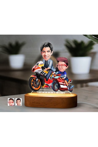Bk Gift Kişiye Özel Baba-oğul Karikatürlü Dekoratif 3d Biblo Led Işıklı Gece Lambası-4, Babaya Hediye, Babalar Günü Hediyeleri Kobitmeyen138256 Bk Gif