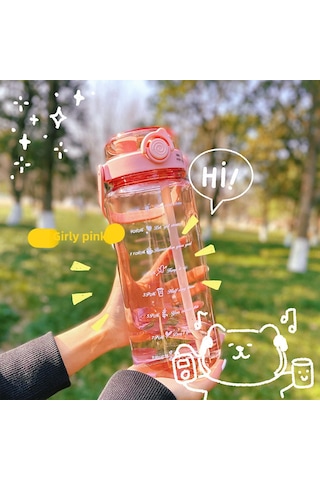 Mufunye Kırmızı Şeffaf 2000ml Spor Su Bardağı, Fırsatlı Toptan Satış, Dış Mekan Aktivitesi İçin Isı Dayanıklı, Kolay İçim Pipetli, Büyük Kapasiteli Kırmızı