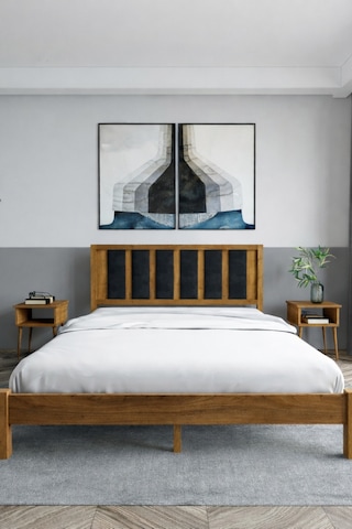 Renazzo Ori On Siyah Puf Başlıklı Masif Ahşap Karyola Ceviz 100x200 Ceviz - 100 X 200