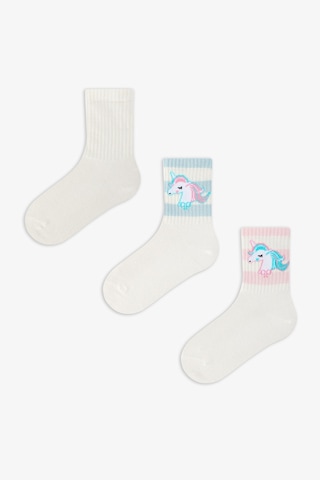 Penti Kız Çocuk Unicorn Lines 3'lü Tenis Soket Çorap