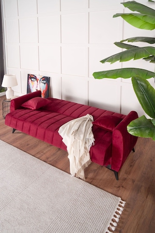 Kilim Mobilya Linda Üç Kişilik Kanepe Yüksek Ayaklı Bordo Bordo