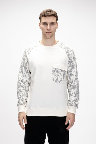 Deep Marshmallow Crewneck Erkek Baskılı Sweatshirt Beyaz