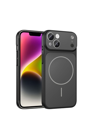 Apple Uyumlu iPhone 13 Kılıf M-safe Şarj Özellikli Kamera Korumalı Formen Kapak Siyah
