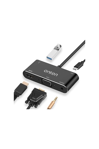 Onten Usb C To Hdmı Vga Hub Adaptör, 5-In-1 4K Type C To Hdmı+Vga