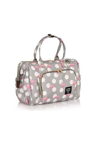 Lal Baby Baggage Bag Flamingo Gri Omuz Askılı Anne Bebek Bakım Çantası Gri