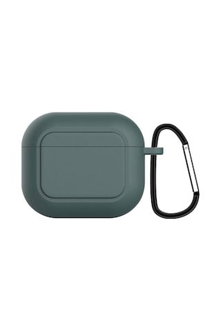 Ally Apple Uyumlu AirPods 3 için Kancalı Ultra İnce Silikon Kulaklık Kılıfı Yeşil