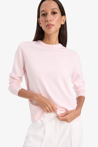 Defacto Relax Fit Bisiklet Yaka Triko Kazak C0058ax25wnpn648 Pembe