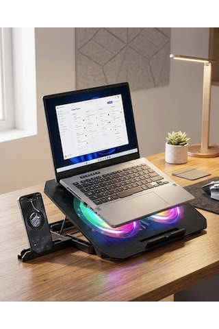Rgb Fanlı Laptop Soğutma Standı Usb Girişli Notebook Yükseltici