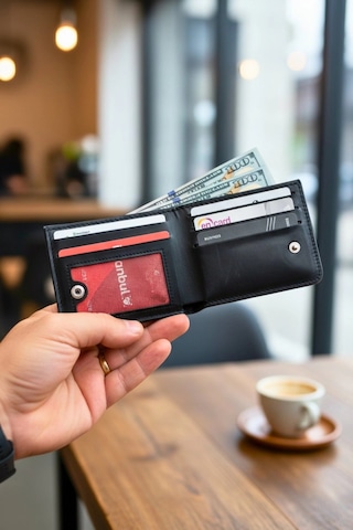 Vegan Deri Cüzdan İsim Baskılı Süper Ince Model 5 Adet Kart Kapasiteli Gizli Çıtçıtlı Kapama Siyah Siyah