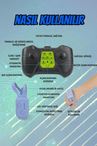 Işıklı Şarjlı El Sensörlü Bilekten Kontrol 2.4 Ghz Şarjlı Uzaktan Kumandalı 360 4x4 Akrobat Araba Yeşil