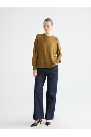 Lcw Everyday Sarı Bisiklet Yaka Oversize Kadın Sweatshirt